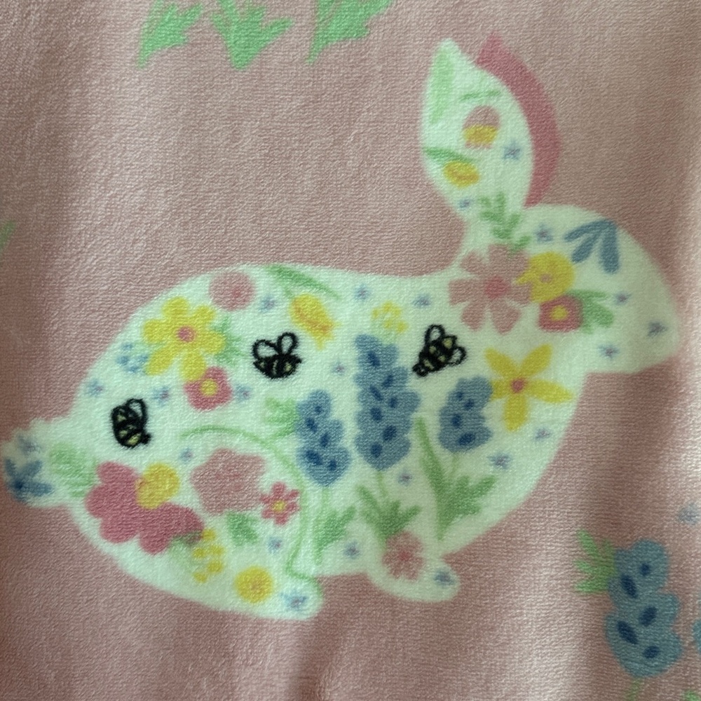 Pink nwt 60 x 70 Floral Bunny Rabbit oversized throw blanket Easter spring